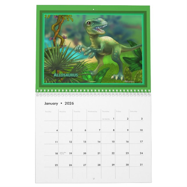 Calendrier Mural Dinosaures 2012 (Jan 2026)