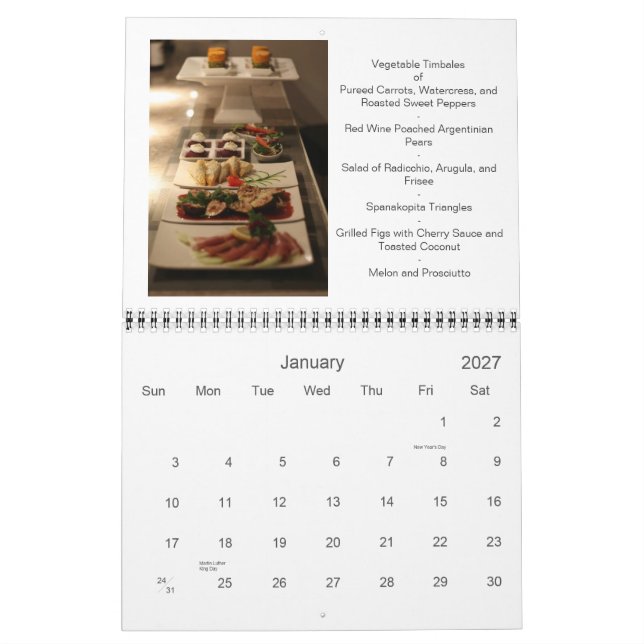 Calendrier Mural Divertissement avec la nourriture (Jan 2027)
