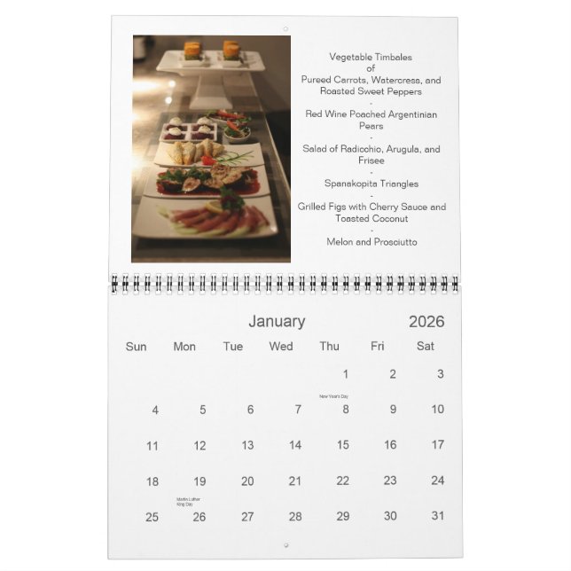 Calendrier Mural Divertissement avec la nourriture (Jan 2026)