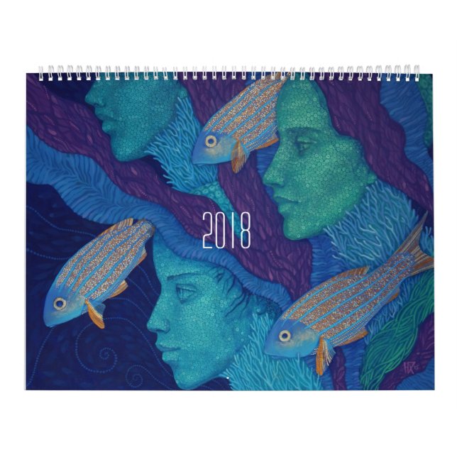 Calendrier Mural Divine féminine, filles peintes imaginaire art sur (Protection)