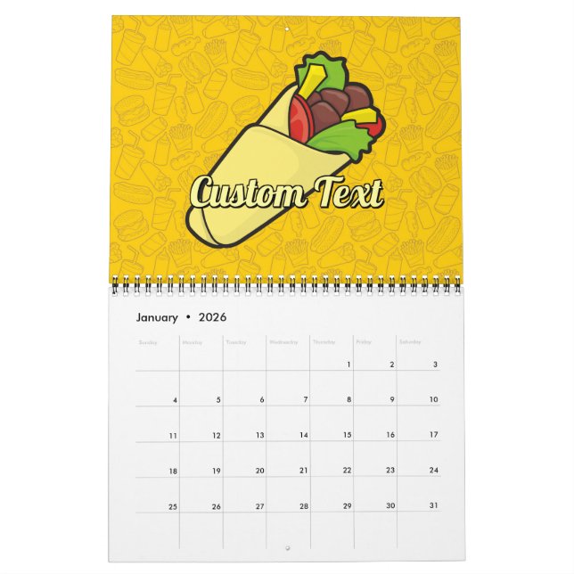 Calendrier Mural Emballage sandwich Tortilla (Jan 2026)