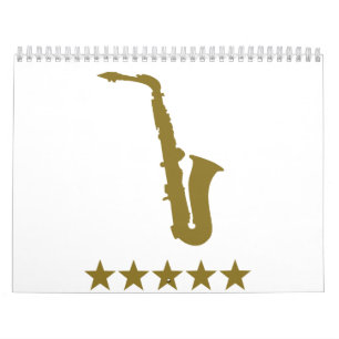 Calendrier Mural Étoiles d'or de saxophone