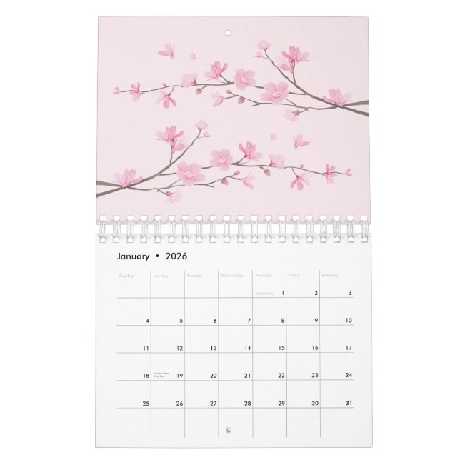 Calendrier Mural Fleur de cerisiers (Jan 2026)