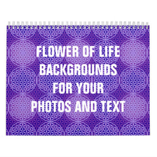 Calendrier Mural Fleur de vie - motif de timbre - violet