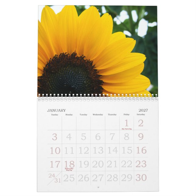 Calendrier Mural Fleurs 2008 (Jan 2027)