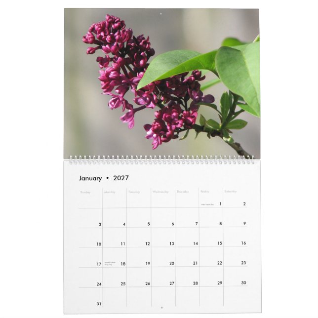 Calendrier Mural Fleurs 2010 (Jan 2027)