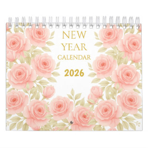 Calendrier mural floral aquarelle de luxe 2026