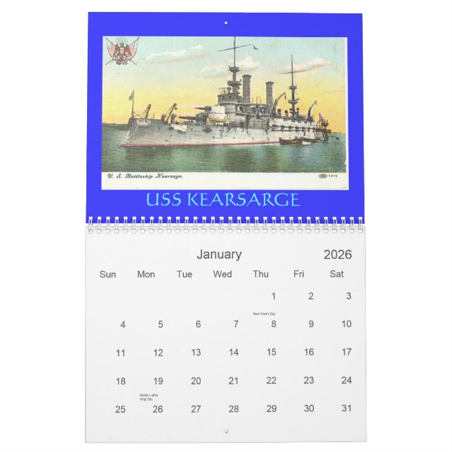 Calendrier Mural FLOTTE BLANCHE ussconnecticutspeed et GRANDE, Ca (Jan 2026)