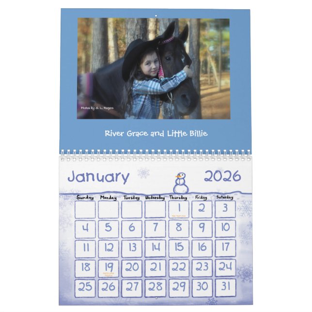 Calendrier Mural ~For l'amour des enfants et de leur Horses~ (Jan 2026)