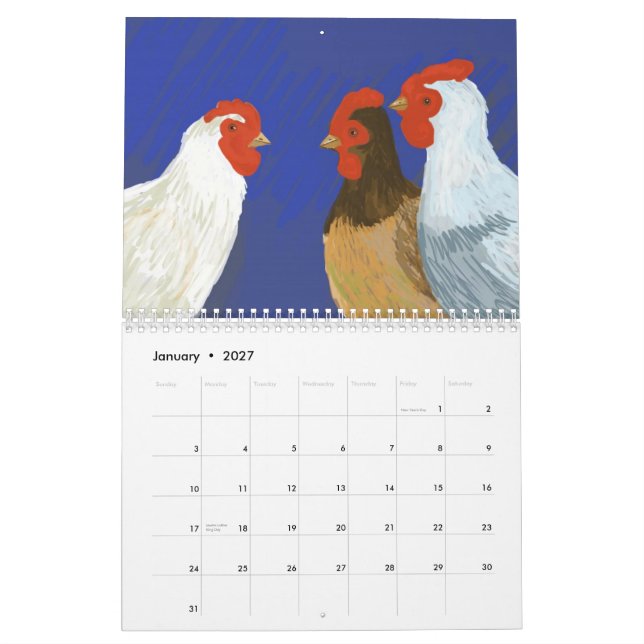 Calendrier Mural fourcalling-oiseaux, mars 2011-février 2012 (Jan 2027)
