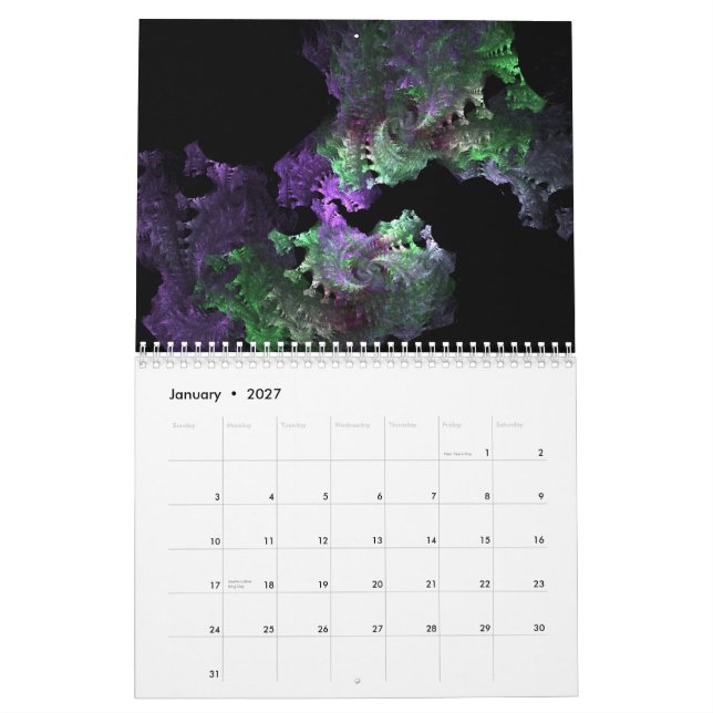 Calendrier Mural Fractales pour 2015 v1 (Jan 2027)