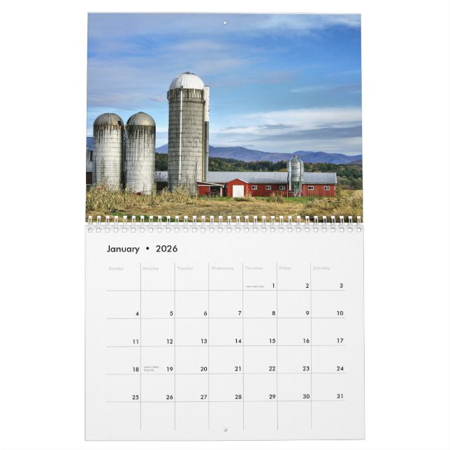 Calendrier Mural Granges au Vermont (Jan 2026)