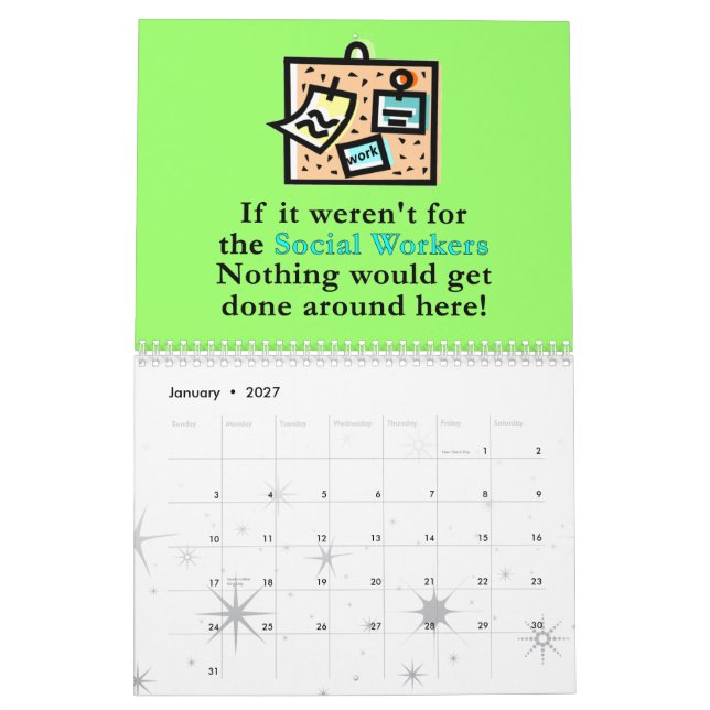 Calendrier Mural Humour de travail social (Jan 2027)