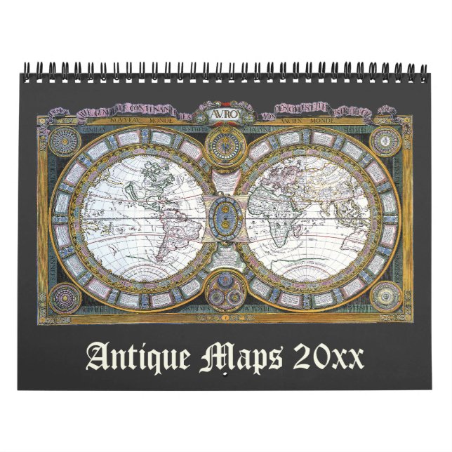 Calendrier Mural Illustration vintage Cartes du monde antique (Protection)