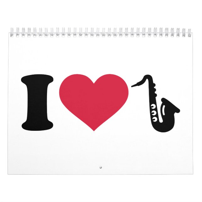 Calendrier Mural J'aime le saxophone (Protection)