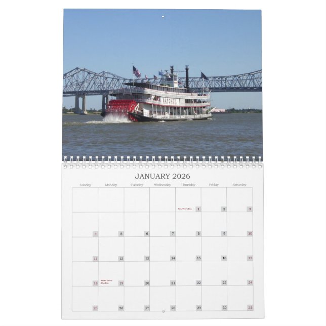 CALENDRIER MURAL LA NOUVELLE-ORLÉANS, LOUISIANE (Jan 2026)