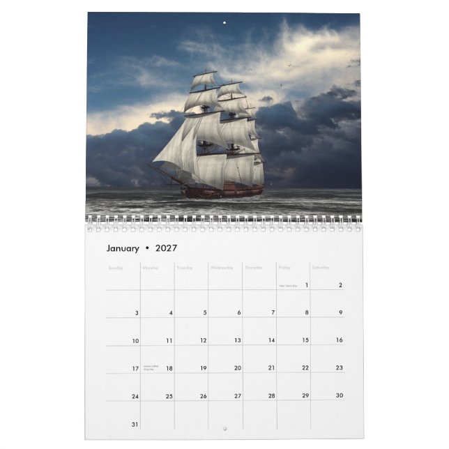 Calendrier Mural L'âge de la voile, 2014 (Jan 2027)