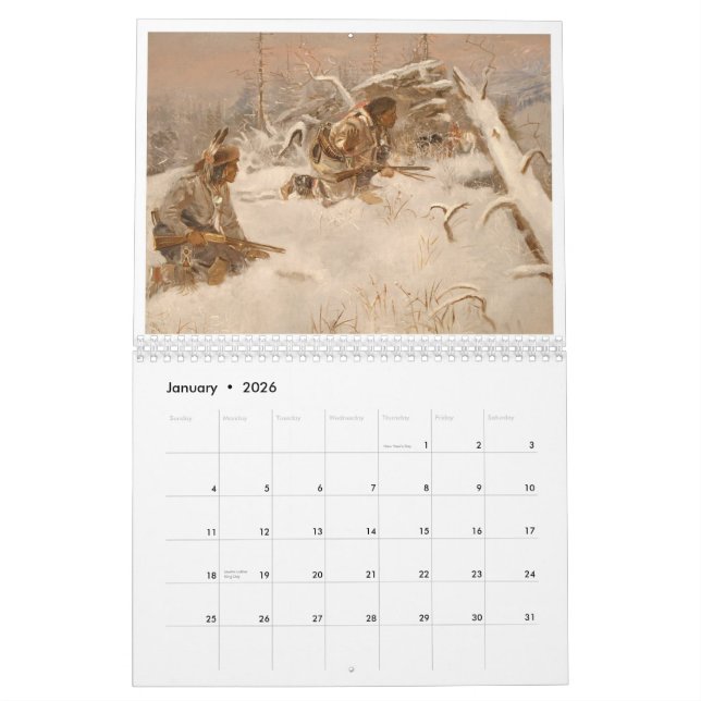 Calendrier Mural L'Amérique de Charles M Russell (Jan 2026)