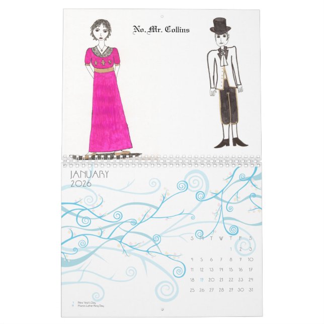 Calendrier Mural L'art de Jane Austen (Jan 2026)