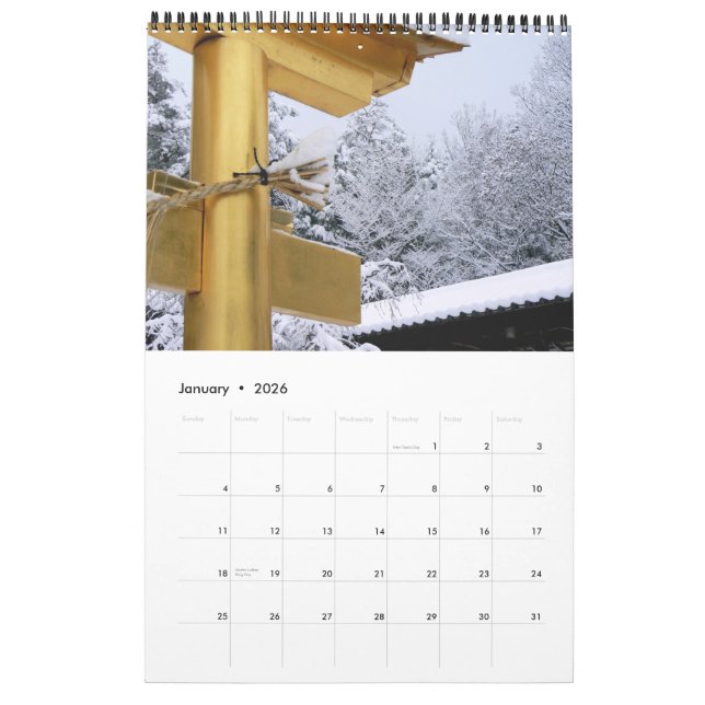 Calendrier Mural Le Japon en or (Jan 2026)