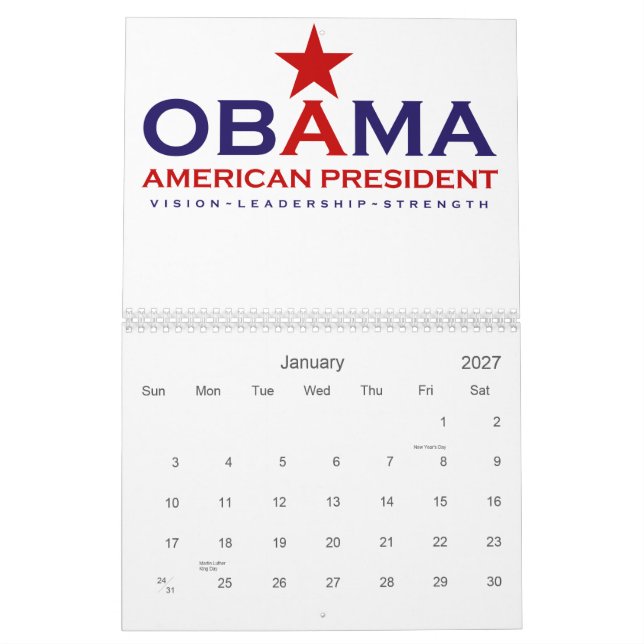 Calendrier Mural Le Président Obama 2013 (Jan 2027)