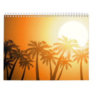Calendrier Mural Les palmiers tropicaux au coucher du soleil