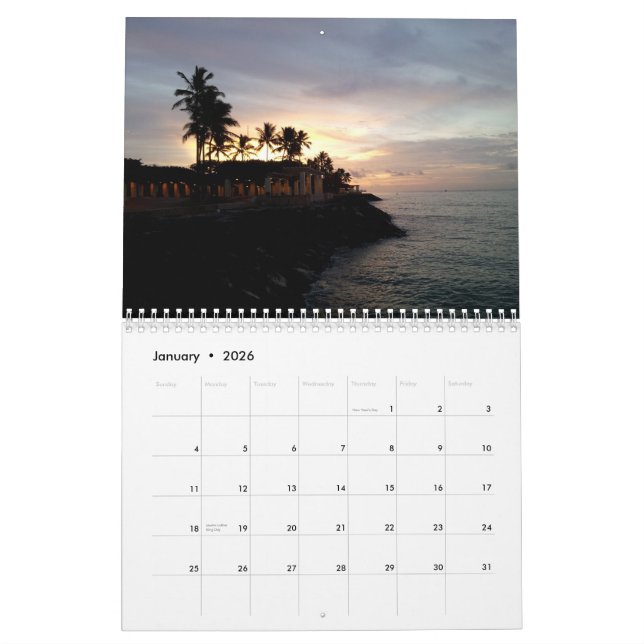 Calendrier Mural Lever de soleil et couchers du soleil (Jan 2026)