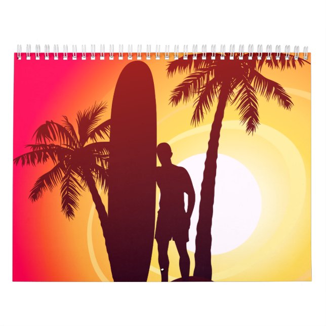 Calendrier Mural Longboard et palmiers (Protection)