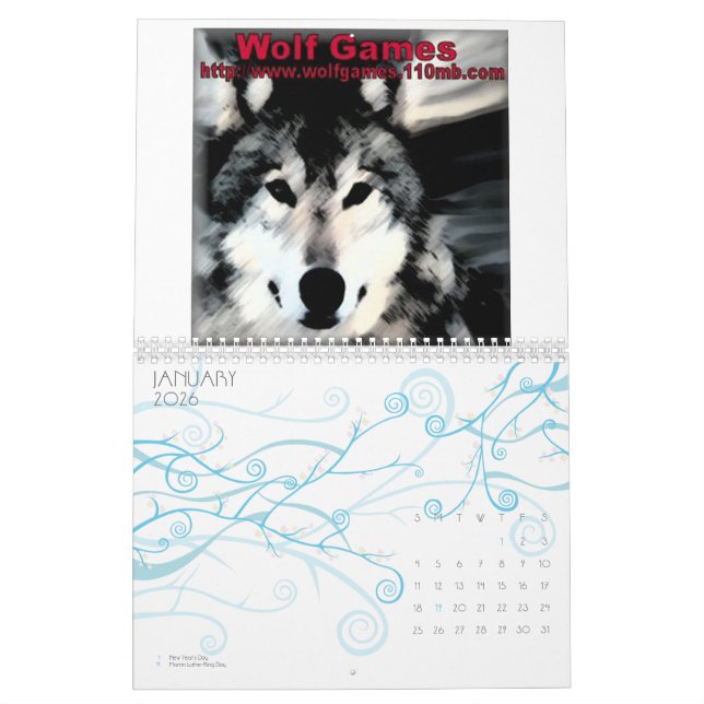 Calendrier Mural Loup Calander (Jan 2026)