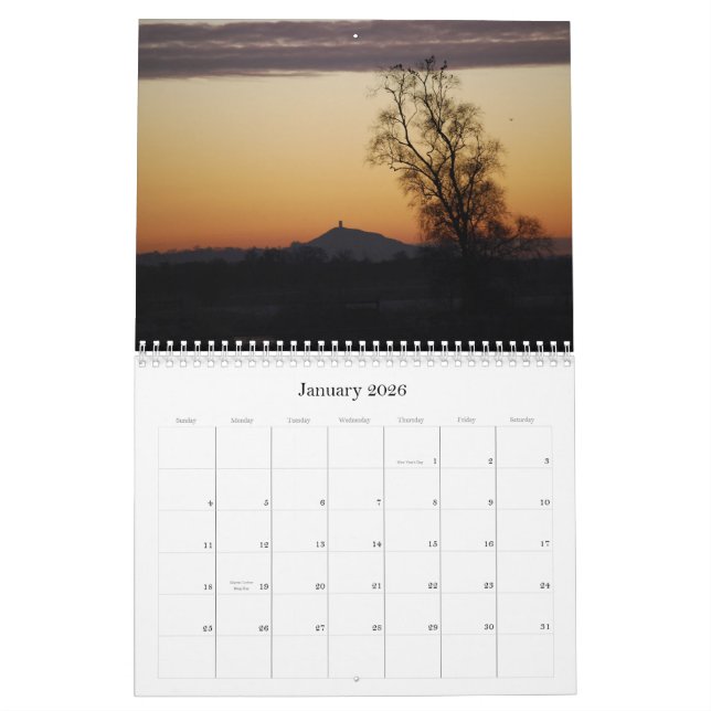 Calendrier Mural Massif de roche de Glastonbury - Somerset (Jan 2026)