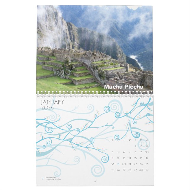 Calendrier Mural Merveilles du monde (Jan 2026)