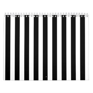 Calendrier Mural Motif noir et blanc de rayures de mod