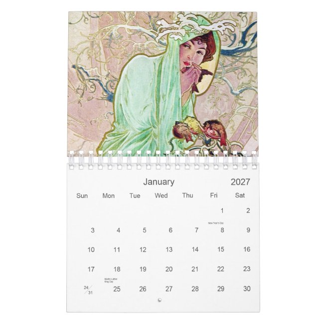 Calendrier Mural Mucha 2012 (Jan 2027)