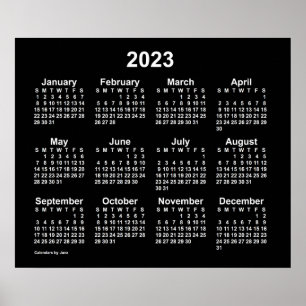Calendrier mural Neon White 2023 de Janz Poster