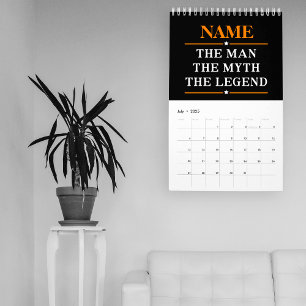 Calendrier Mural Nom Personnalisé L'Homme Le Mythe La Légende
