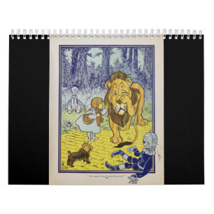 Calendrier Mural Page lâche de livre de magicien d'Oz de lion