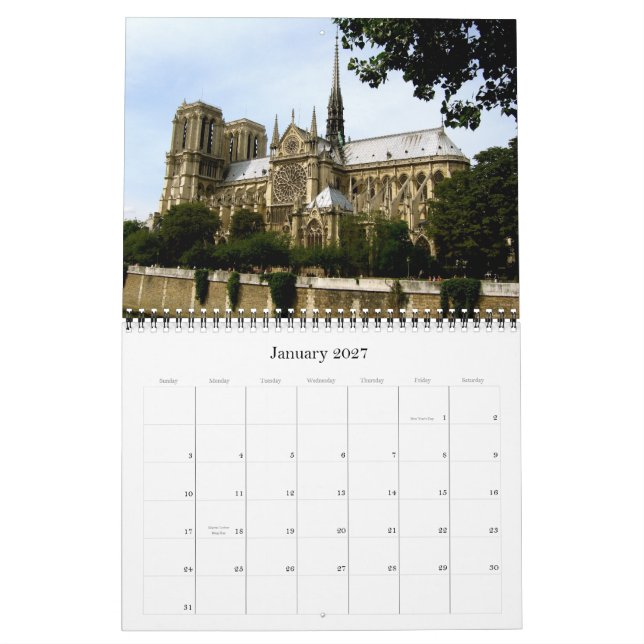 Calendrier Mural Paris pendant le printemps (Jan 2027)