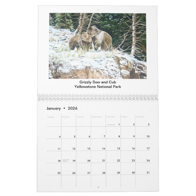 Calendrier Mural Peintures des parcs nationaux de l'Amérique (Jan 2026)
