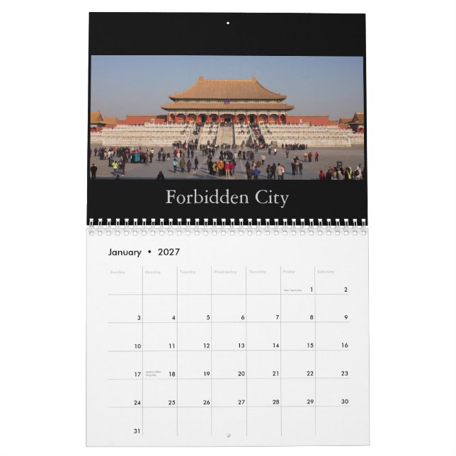 CALENDRIER MURAL PÉKIN CHINE (Jan 2027)