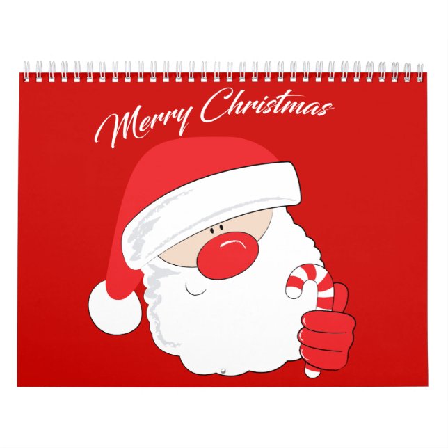 Calendrier Mural Père Noël Face - texte blanc. (Protection)