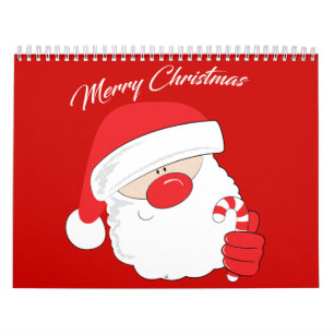 Calendrier Mural Père Noël Face - texte blanc.