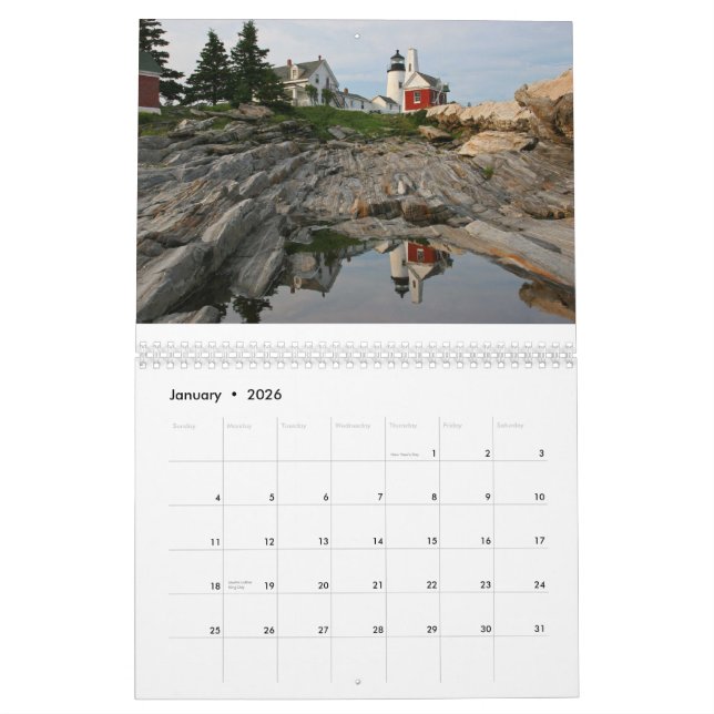 Calendrier Mural Phares du Maine (Jan 2026)