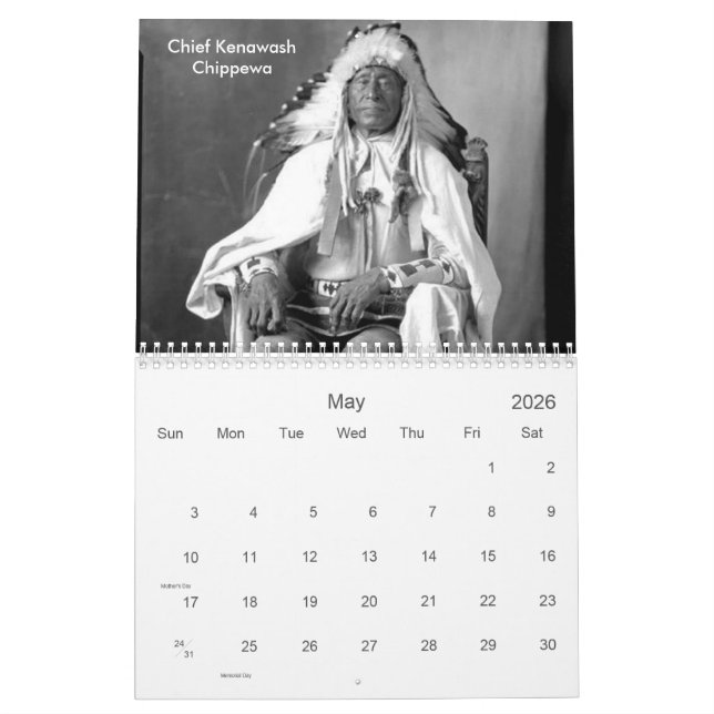 Calendrier Mural Photos amérindiennes, Amérindiens (Mai 2026)