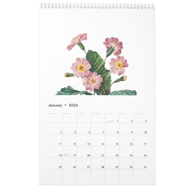 Calendrier Mural Pierre-Joseph Redouté 2015 (Jan 2026)