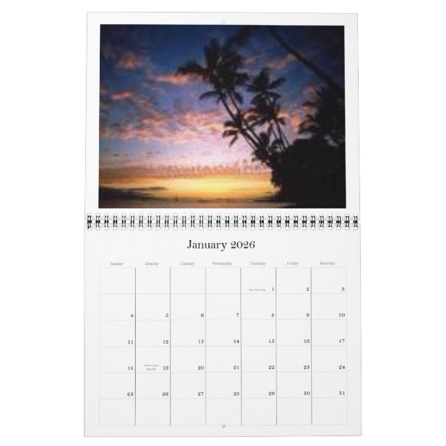 Calendrier Mural plage, année 2008 (Jan 2026)