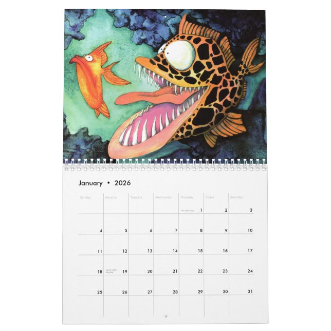 Calendrier Mural Poissons avec la collection d'attitude par Mike (Jan 2026)