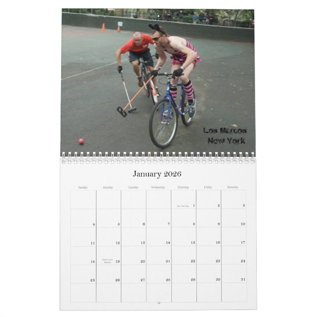 Calendrier Mural Polo de bicyclette de Hardcourt - customisé (Jan 2026)