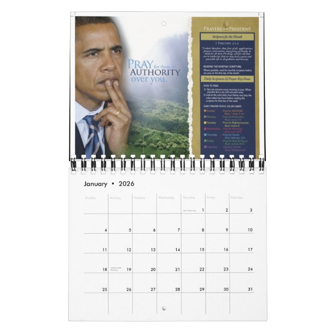 Calendrier Mural Prières pour le Président Calendar (Jan 2026)