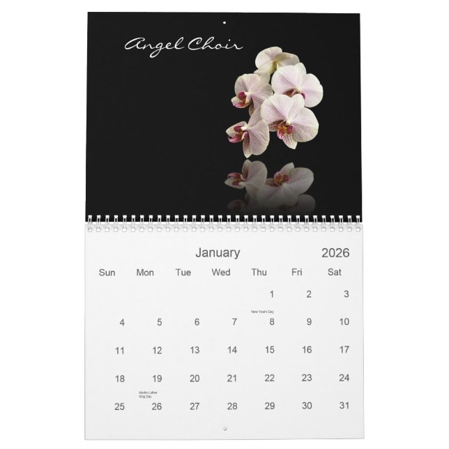 Calendrier Mural Réflexions florales (Jan 2026)