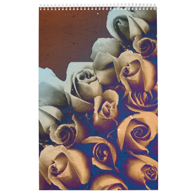 Calendrier Mural Roses grunges psychédéliques (Protection)